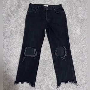 We The Free Distressed Cropped Straight Leg Jeans
